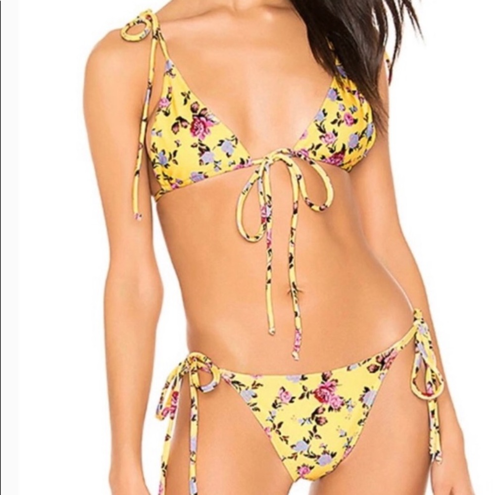 For Love and Lemons Paulina Yellow String Bikini